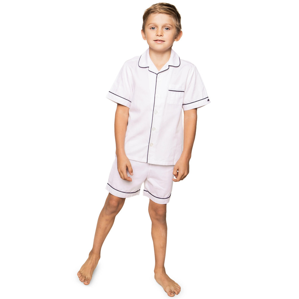 Petite Plume Unisex White/Black Pajama Shorts Set 7 NWT